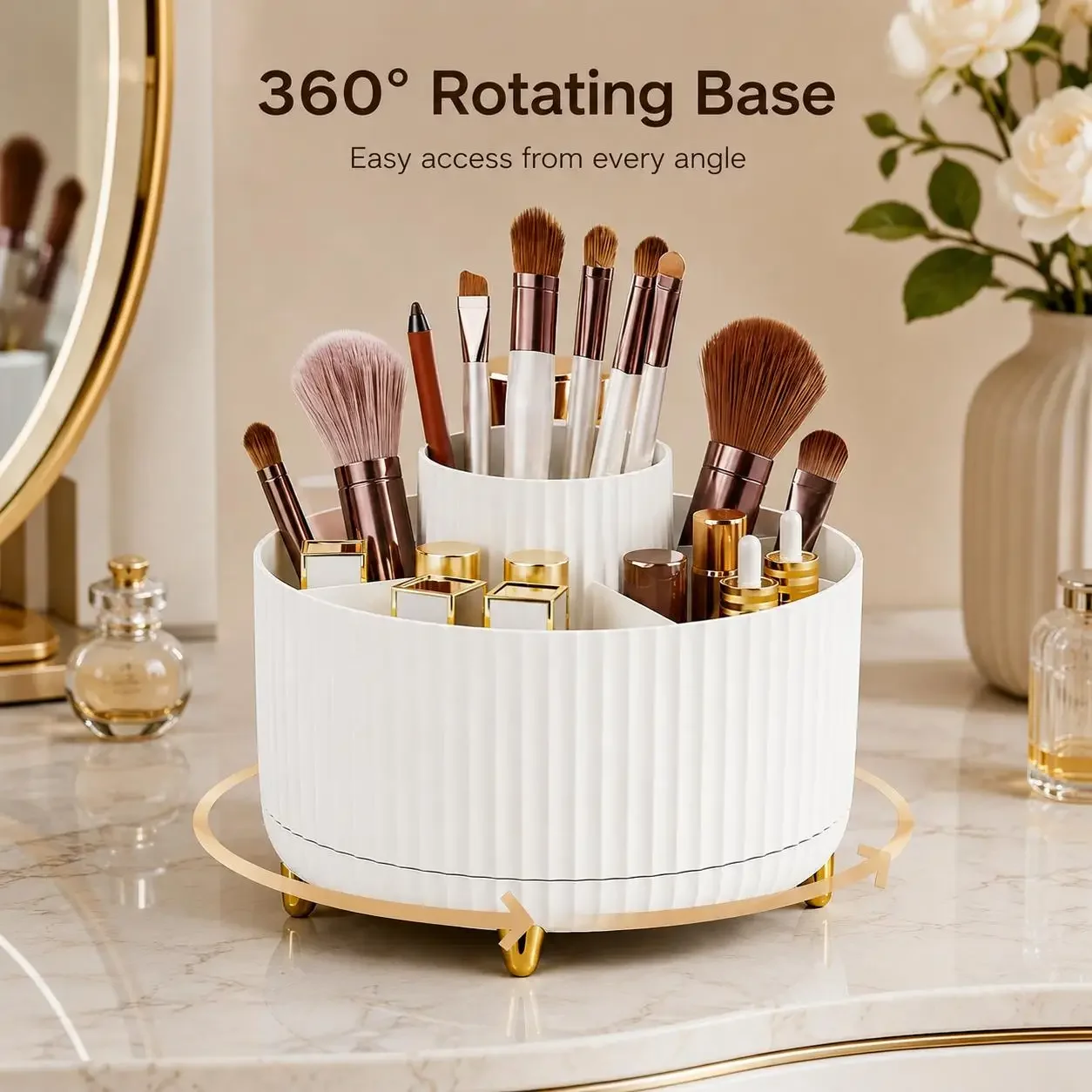 منظم مكياج دوّار 360 درجة، صند - مراجعة Luxury Skincare Display وسعره