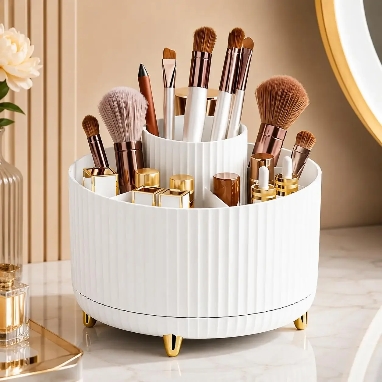 منظم مكياج دوّار 360 درجة، صند - مراجعة Luxury Skincare Display وسعره